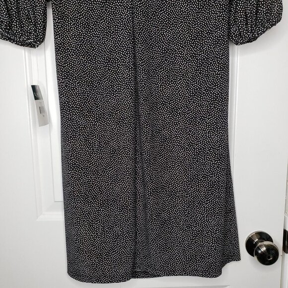 Ralph Lauren V Neck Surplice Jersey Dress Womens 14 Black Polka Dot Knee Length - Picture 11 of 15